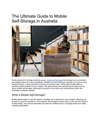 The Ultimate Guide to Mobile Self-Storage in Australia