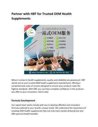 Partner with HBT for Trusted OEM Health Supplements