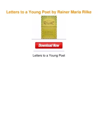 Letters to a Young Poet by Rainer Maria Rilke