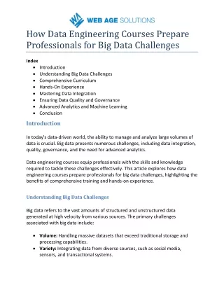 How Data Engineering Courses Prepare Professionals for Big Data Challenges