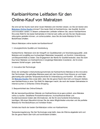 KaribianHome Leitfaden für den Online-Kauf von Matratzen