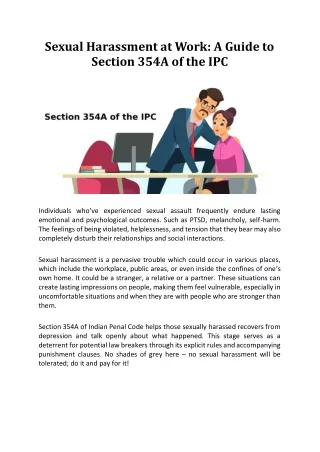 Sexual Harassment at Work-A Guide to Section 354A of the IPC