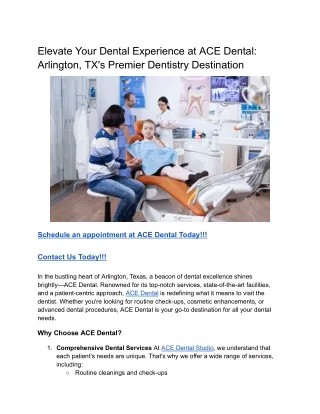 Elevate Your Dental Experience at ACE Dental_ Arlington, TX's Premier Dentistry Destination