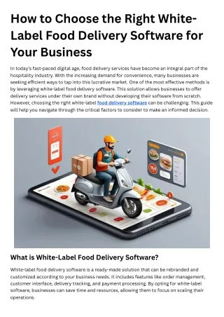 How to Choose the Right White-Label Food Delivery Software for Your Business