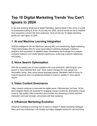 Top 10 Digital Marketing Trends You Can't Ignore in 2024