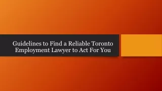 Guidelines to Find a Reliable Toronto Employment Lawyer to Act For You