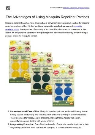 The Advantages of Using Mosquito Repellent Patches