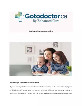 Quick Pediatrician Consultations at GoToDoctor