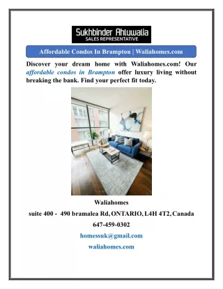 Affordable Condos In Brampton  Waliahomes.com