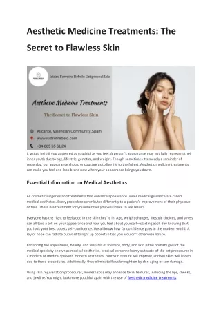 Aesthetic Medicine Treatments: The Secret to Flawless Skin