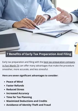 7 Benefits of Early Tax Preparation And Filing