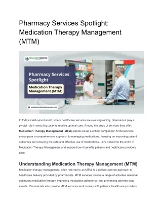 Pharmacy Services Spotlight_ Medication Therapy Management (MTM)