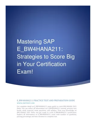 Mastering SAP E_BW4HANA211: Strategies to Score Big in Your Certification Exam!