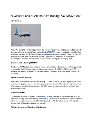 A Closer Look at Akasa Air's Boeing 737 MAX Fleet