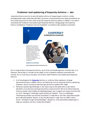 Problemer med opdatering af Kaspersky Antivirus