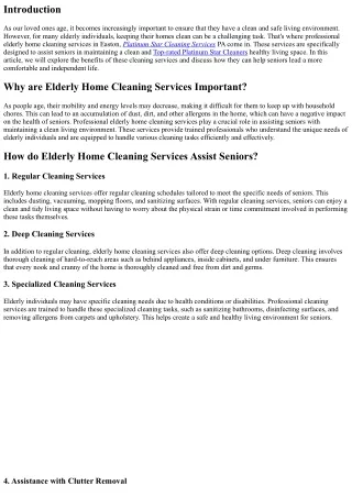 Elderly Home Cleaning Services in Easton, PA: Assisting Seniors with a Clean Liv