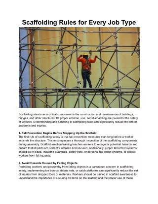 Scaffolding Rules for Every Job Type - Impactsafetyinc