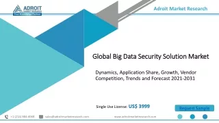 Big Data Security Solution Market Size, Share industry Perspective, Trend Opportunities Development 2021-2031