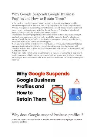 Why Google Suspends Google Business Profiles and How to Retain Them?