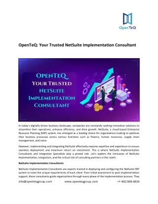 OpenTeQ: Your Trusted NetSuite Implementation Consultant