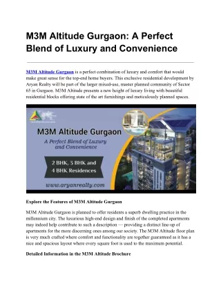 M3M Altitude Gurgaon