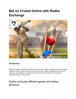 Bet on Cricket Online with Radhe Exchange