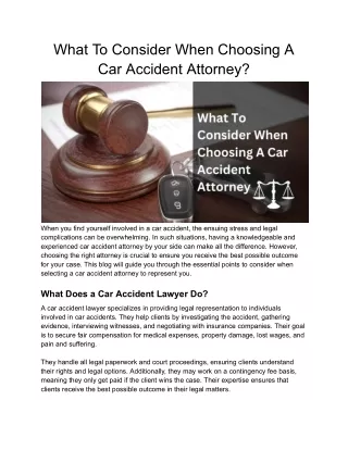 What To Consider When Choosing A Car Accident Attorney