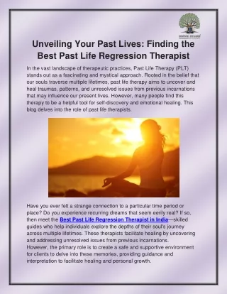 Best Past Life Regression Therapist in India