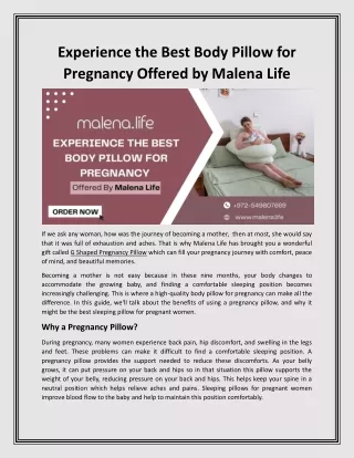 Experience the Best Body Pillow for Pregnancy Offered by Malena Life