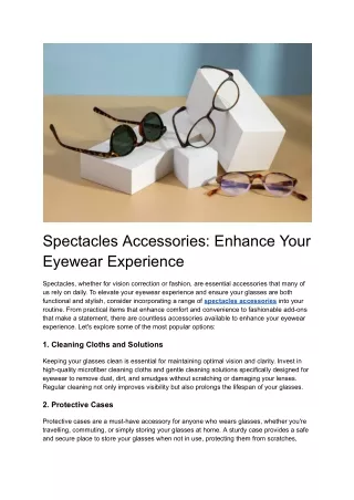 Spectacles Accessories_ Enhance Your Eyewear Experience