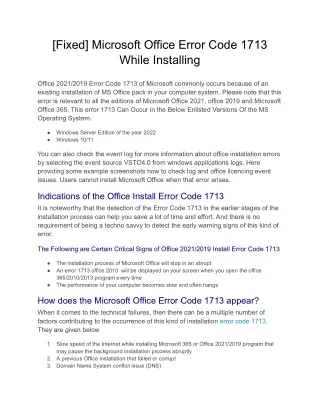 [Fixed] Microsoft Office Error Code 1713 While Installing