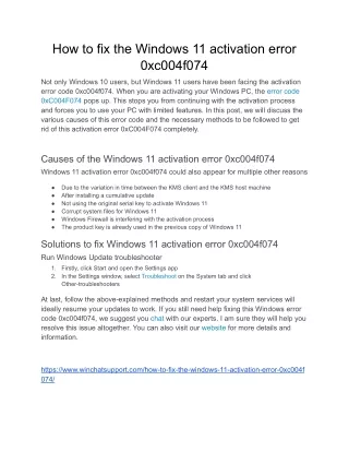 How to fix the Windows 11 activation error 0xc004f074Not only Windows 10 users,