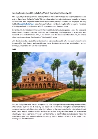 Have You Seen the Incredible India Before Take A Tour to See the Diversity of It