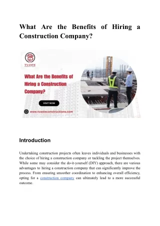 What Are the Benefits of Hiring a Construction Company