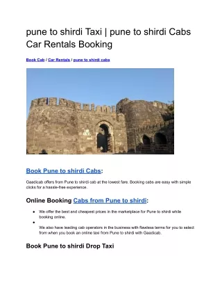 pune to shirdi Taxi | pune to shirdi Cabs Car Rentals Booking