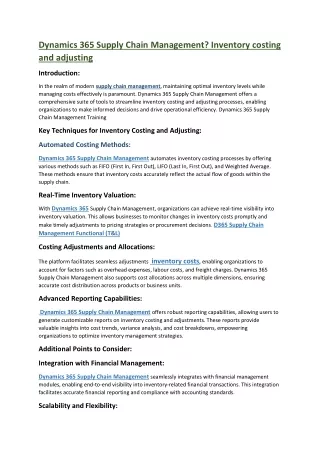 Dynamics 365 Supply Chain Management