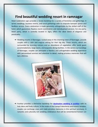 Find beautiful wedding resort
