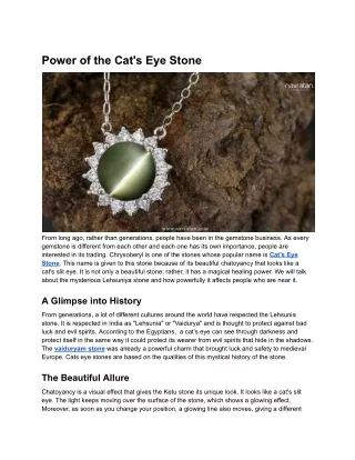 Power of the Cat's Eye Stone