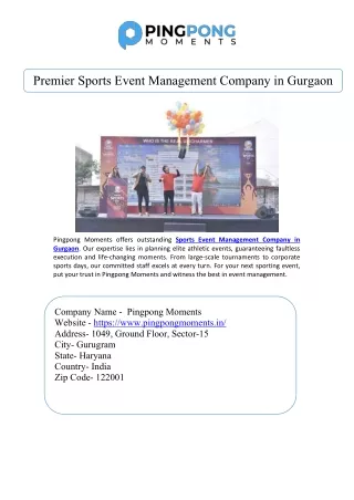 Premier Sports Event Management Company in Gurgaon