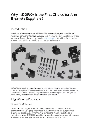 Why INDGIRKA is the First Choice for Arm Brackets Suppliers