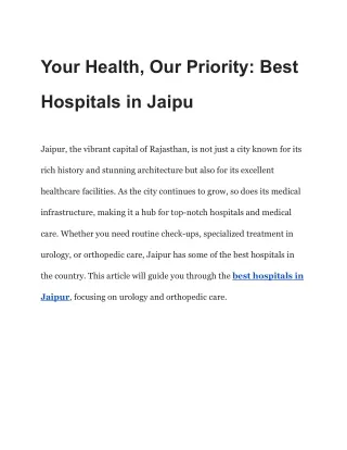 Your Health, Our Priority_ Best Hospitals in Jaipu