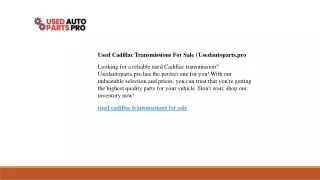 Used Cadillac Transmissions For Sale Usedautoparts.pro