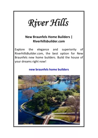 New Braunfels Home Builders  Riverhillsbuilder.com