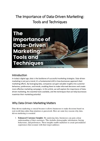 The Importance of Data-Driven Marketing: Tools and Techniques