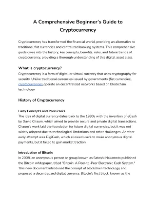 A Comprehensive Beginner’s Guide to Cryptocurrency |Cryptolenz