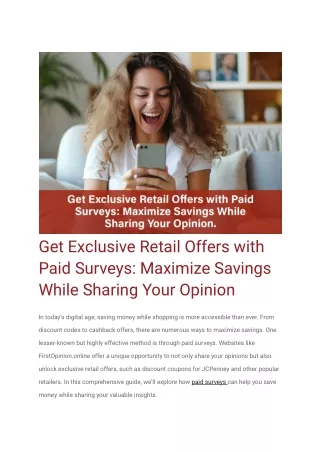 Get Exclusive Retail Offers with Paid Surveys_ Maximize Savings While Sharing Your Opinion
