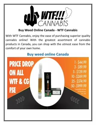 Buy Weed Online Canada  WTF Cannabis