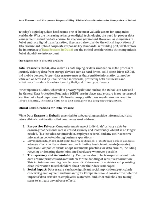 Data Erasure and Corporate Responsibility Ethical Considerations for Companies in Dubai