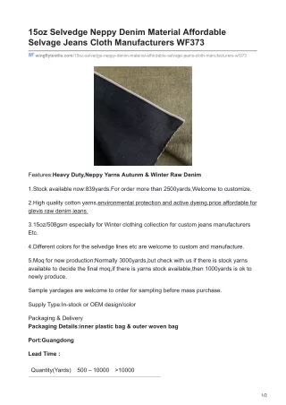 wingflytextile.com-15oz Selvedge Neppy Denim Material Affordable Selvage Jeans Cloth Manufacturers WF373