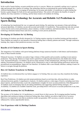 Leveraging AI Technology for Accurate and Reliable 1x2 Predictions in Sports Bet